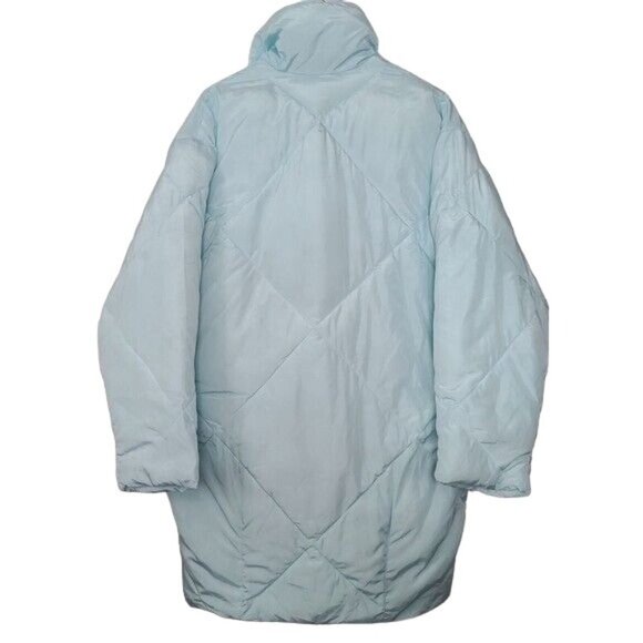 Free People Ella Puffer Jacket Sz M Blue Button Front Pockets Cozy NWT $168 - Picture 5 of 14